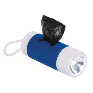 Dog Bag Dispenser With Flashlight - White With Blue