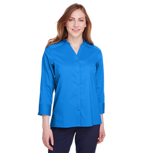 Ladies' Crown  Collection® Stretch Broadcloth 3/4 Sleeve Blouse - French Blue