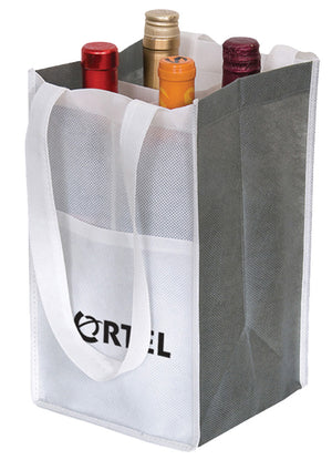 White / Grey 4 Bottle Non-Woven Wine Bag