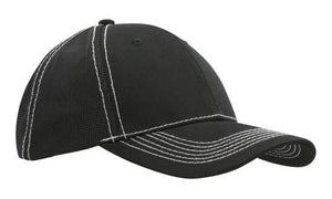 6 Panel Chino Twill Cap with Hi-Tech Mesh - Custom Embroidered - HP_4123 - Black