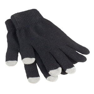 Touch Screen Gloves In Pouch - Black With Gray