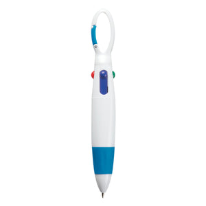 Quatro Carabiner Pen - White With Blue