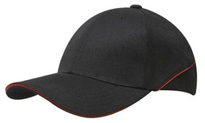 Premium American Twill Cap with Sandwich - Custom Embroidered - HP_4013 - Black with Red