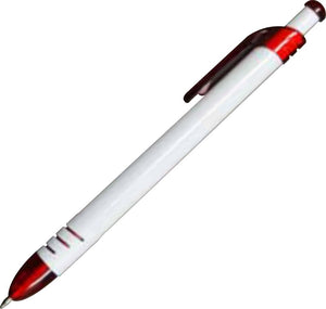 Ajax Plastic Plunger Action Ball Point Pen - CM1198 - White with Orange