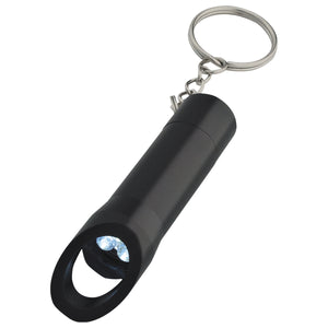 Aluminum LED Flashlight With Bottle Opener - Metallic Black