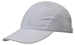 4 Panel Sports Cap Brush Reg Cotton - Custom Embroidered - HP_3812 - White