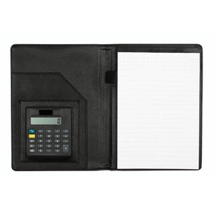 Faux Leather Notebook and Calculator - Black