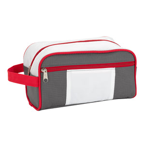 Weston Deluxe Toiletry Bag - Gray With White And Red