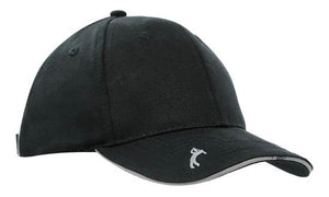 6 Panel Chino Twill Golf Cap - Custom Embroidered - HP_4118 - Black