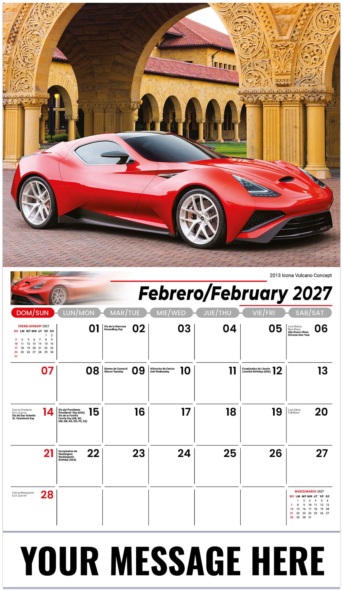 Exotic Cars (Bilingual) - 2027 Promotional Calendar