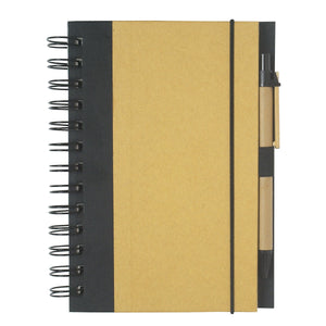 Eco-Friendly 5" X 7" Spiral Notebook & Pen - Natural With Black