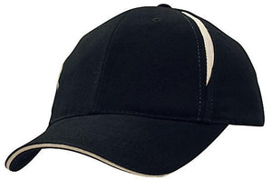 6 Panel BHC Cap with Crown Inserts-Sandwich - Custom Embroidered - HP_4092 - Black with White