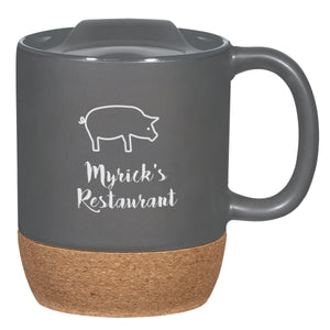 14 Oz. Cork Base Ceramic Mug - Gray