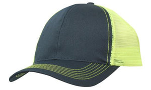 6 Panel Mesh Back Cap Breathable P-Twill - Custom Embroidered - HP_3819 - Navy with Green