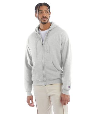 Adult Powerblend® Full-Zip Hooded Sweatshirt - Silver Grey