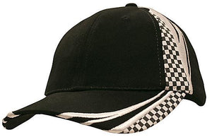 6 Panel Checks & Embroidery Cap - Custom Embroidered - HP_4083 - Black with White