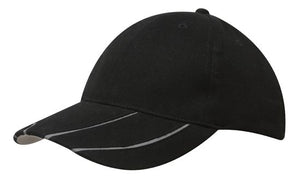 BHC Cap with Hi-Vis Peak Inserts - Custom Embroidered - HP_4019 - Black with Silver