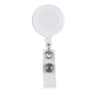 Retractable Badge Holder With Laminated Label - White