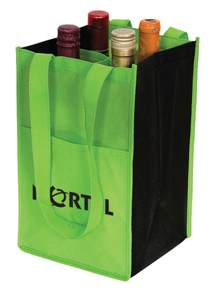 Lime / Black Green 4 Bottle Non-Woven Wine Bag