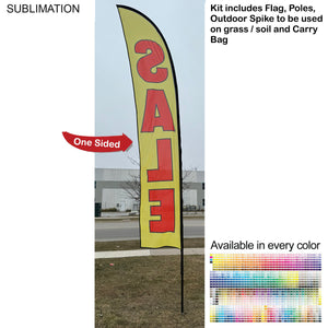 15' Large Feather Flag Kit, Full Color Graphics, Outdoor Spike base and Bag Included - White