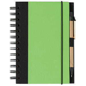 Eco-Friendly 5" X 7" Spiral Notebook & Pen - Lime With Black