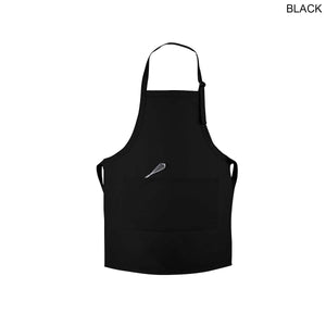 Twill Bib Apron with 2 Pockets - Black