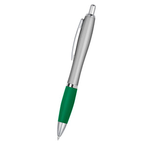 Satin Pen - Silver With Green