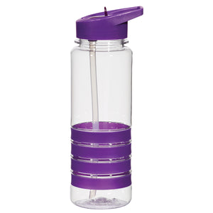 24 Oz. Tritan™ Banded Gripper Bottle With Straw - Clear With Purple