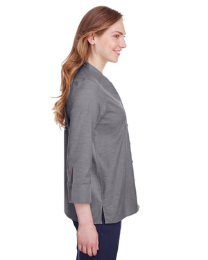 Devon & Jones Ladies' Crown Collection® Stretch Pinpoint Chambray Three-Quarter Sleeve Blouse