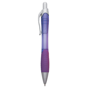 Rio Ballpoint Pen With Contoured Rubber Grip - Translucent Purple