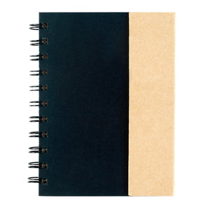 Small Spiral Notebook With Sticky Notes And Flags - Natural With Black