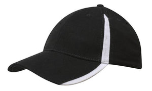 6 Panel BHC Cap with Inserts On Peak & Crown - Custom Embroidered - HP_4014 - Black with White