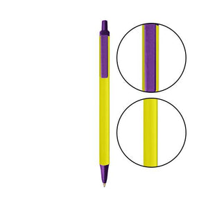 Yellow BIC® Clic Stic® Pen - Yellow With Purple