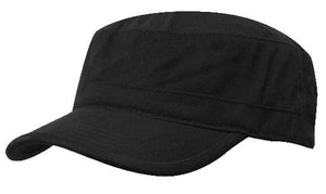 Brushed Sports Twill Military Cap - Custom Embroidered - HP_4025 - Black