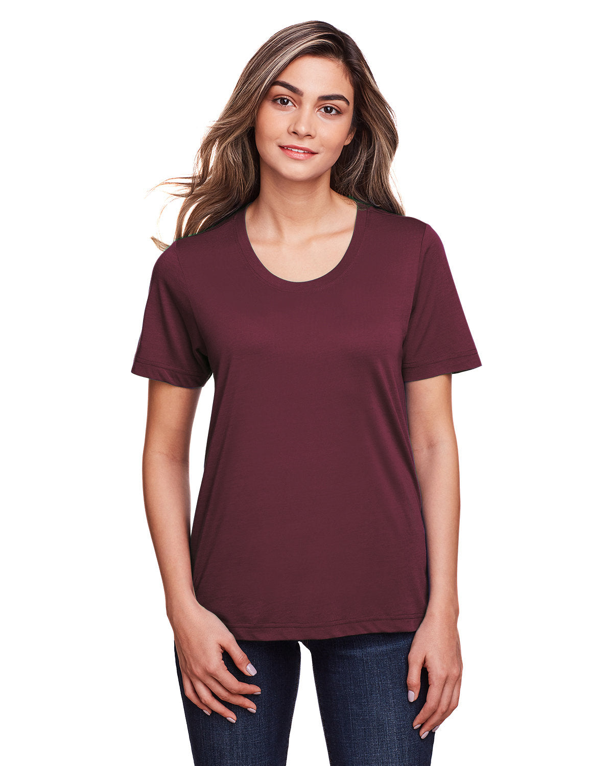 Core365 Ladies' Fusion ChromaSoft™ Performance T-Shirt - Burgundy