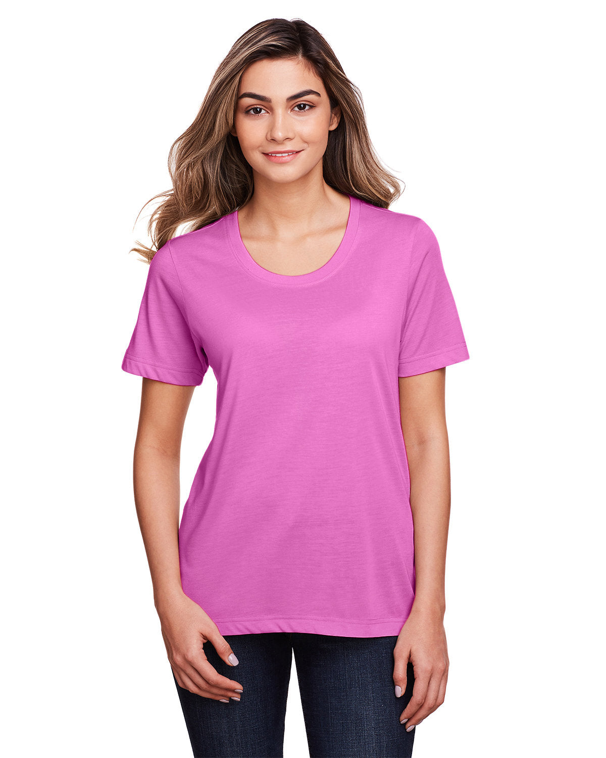 Core365 Ladies' Fusion ChromaSoft™ Performance T-Shirt - Charity Pink