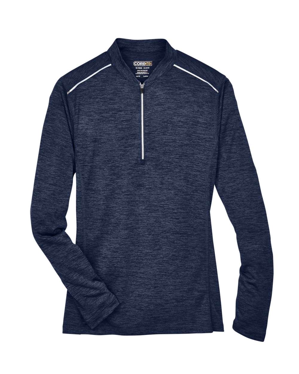 CORE365 Ladies' Kinetic Performance Quarter-Zip - Classic Navy Heather/ Carbon