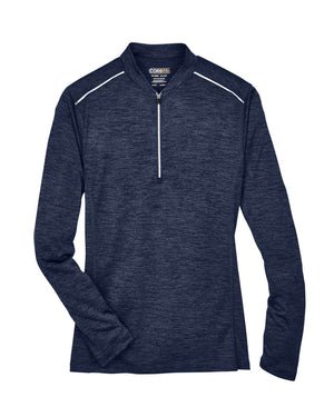 CORE365 Ladies' Kinetic Performance Quarter-Zip - Classic Navy Heather/ Carbon
