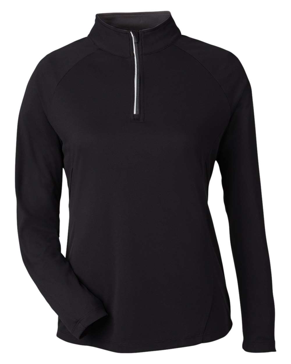 CORE365 Ladies' Origin Performance Pique Quarter-Zip - Black/ Carbon