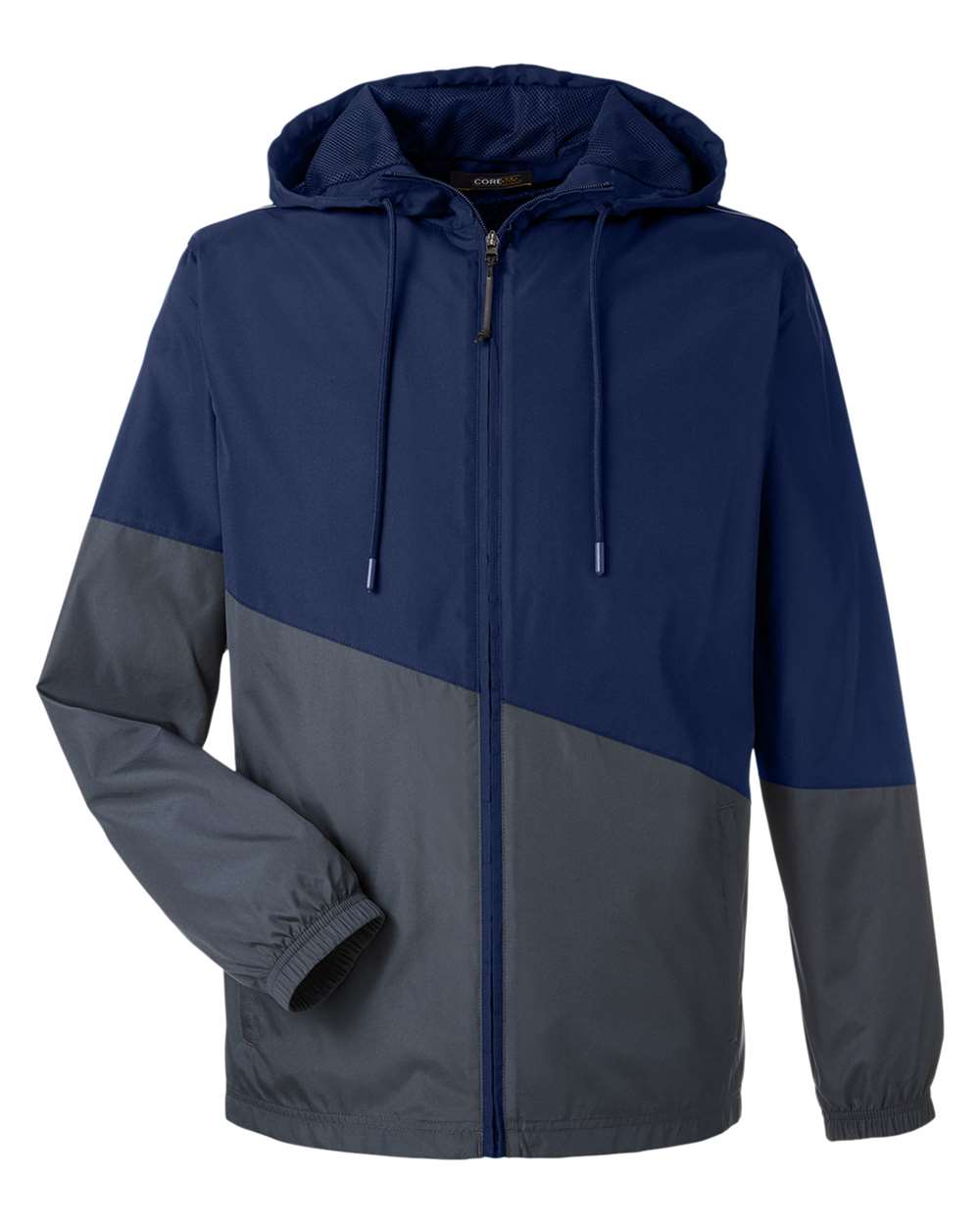 CORE365 Unisex Techno Lite Colorblock Windbreaker - Classic Navy Heather/ Carbon