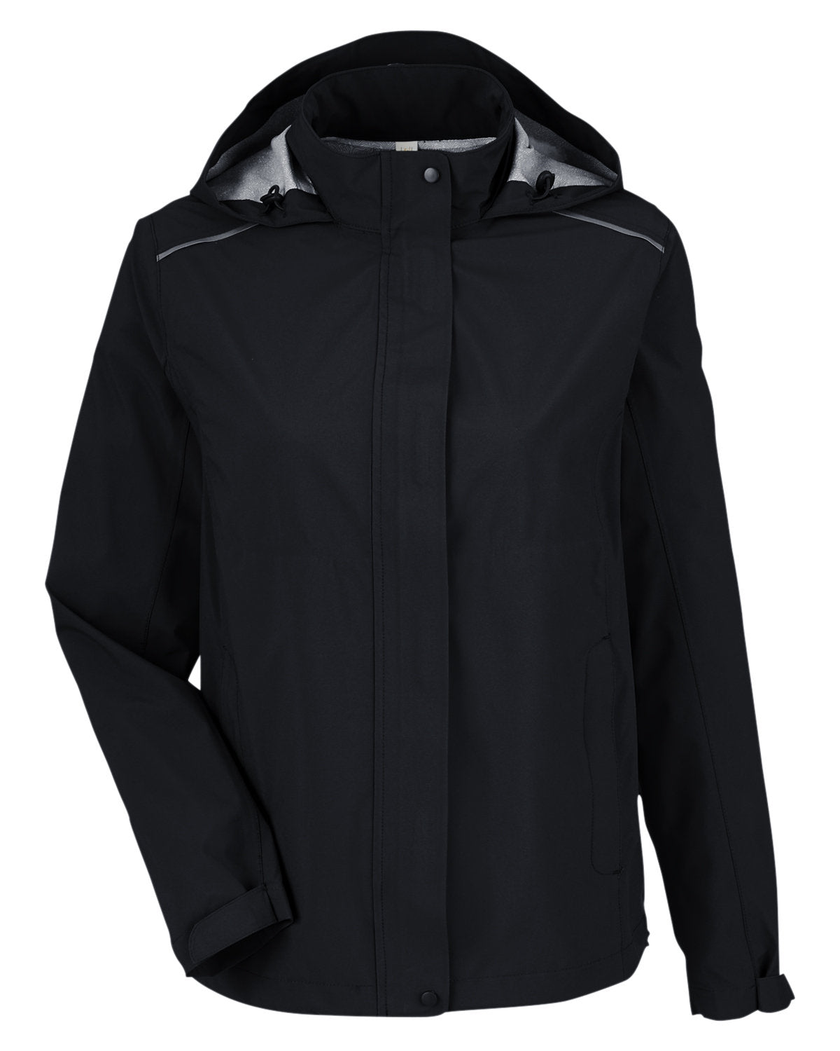Core365 Ladies' Packable Rain Jacket - Black
