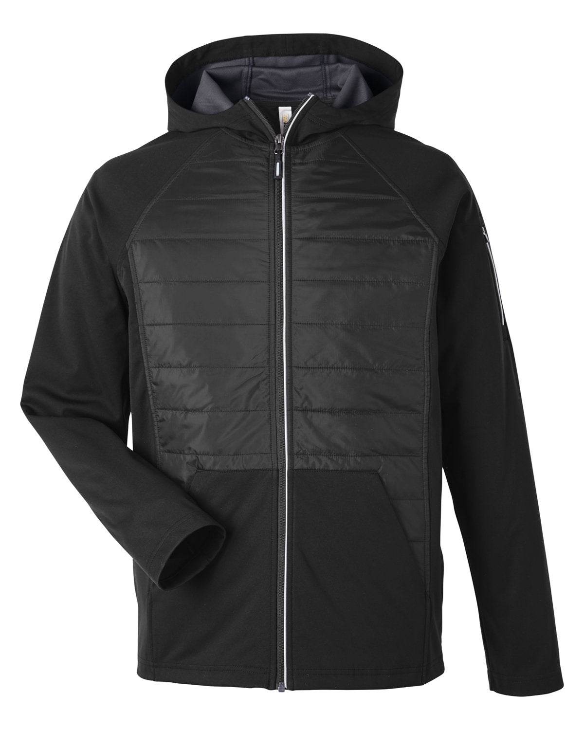 Core365 Unisex Techno Lite Hybrid Hooded Jacket - Black