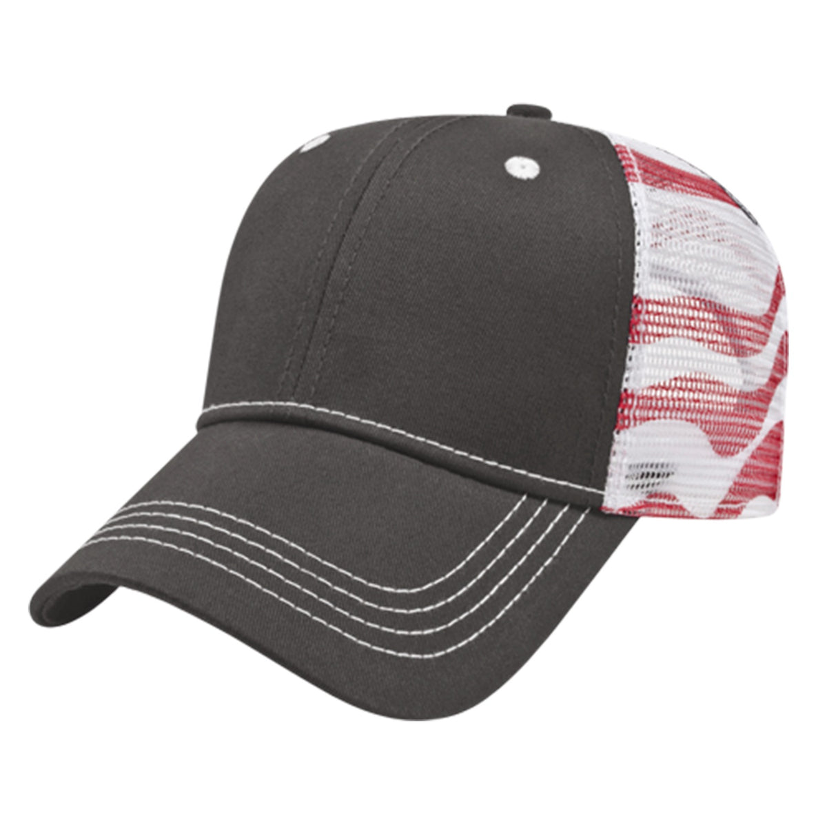 Flag Mesh Back Cap - Charcoal Gray/Red/White/Blue