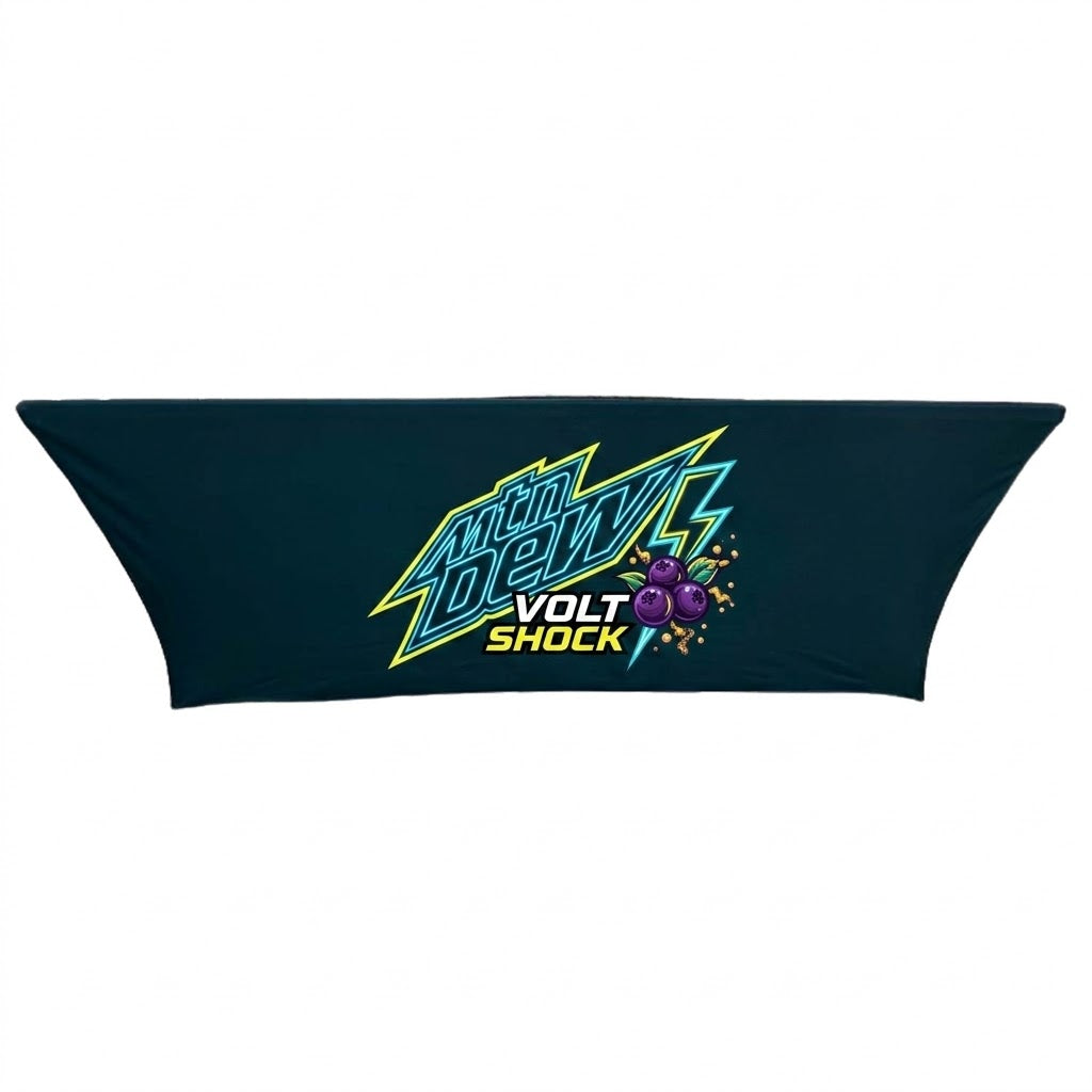 Sublimated Stretch Curved Fit Table Throw for 8ft table, 3 sided, Open Back - Various