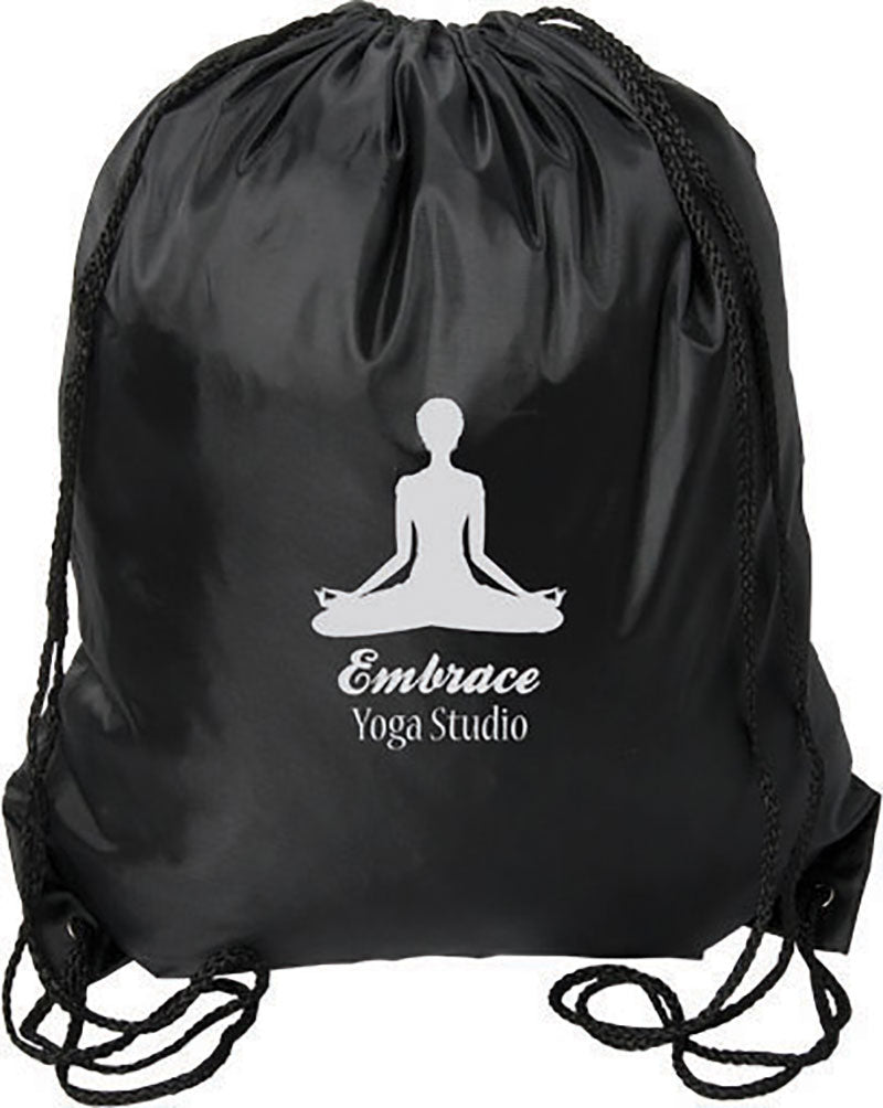 Regular 210 d Drawstring Cinch Bag - Black