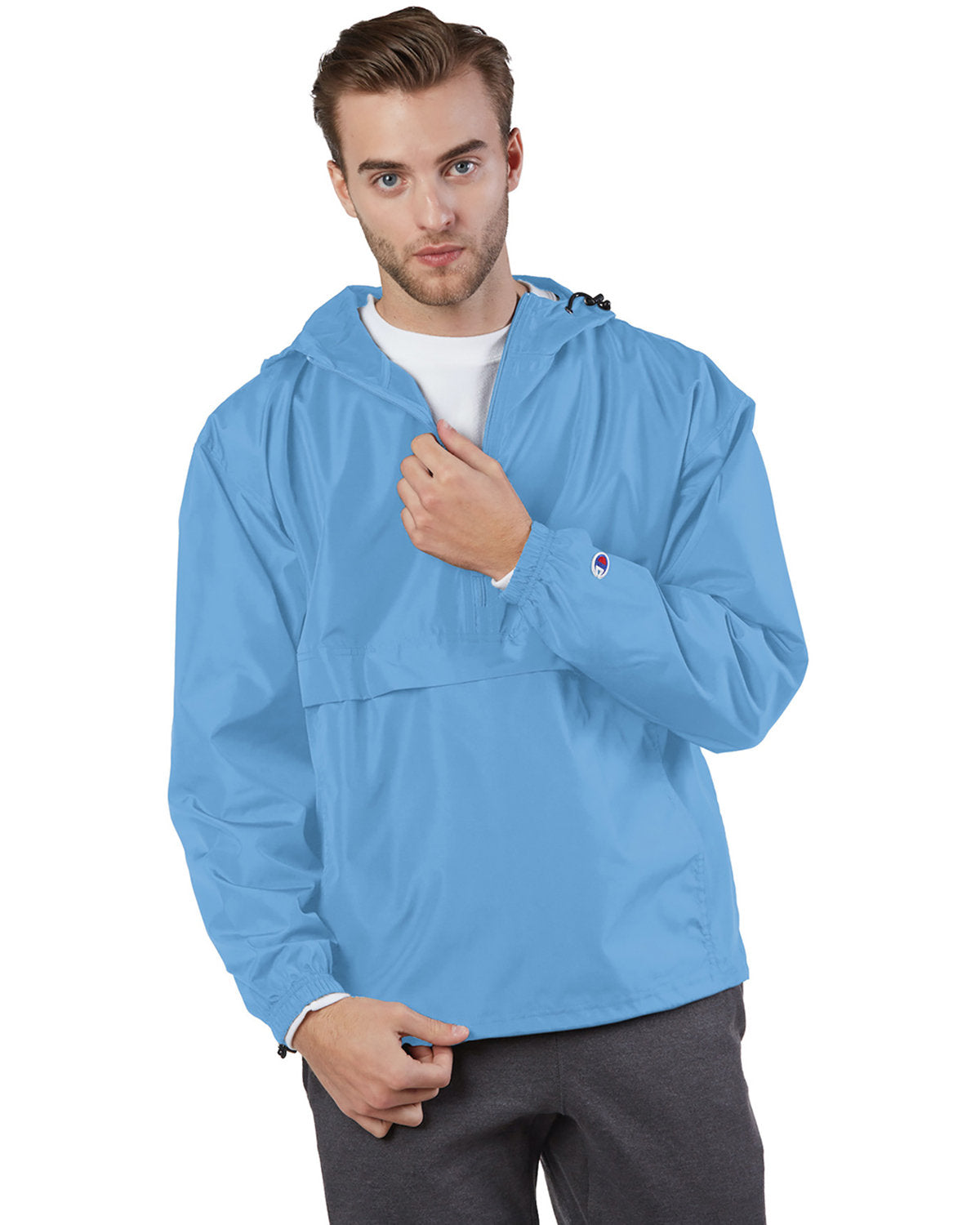 Champion Adult Packable Anorak Quarter-Zip Jacket - Light Blue
