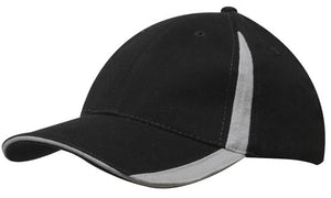 6 Panel BHC Cap with Inserts On Peak & Crown - Custom Embroidered - HP_4014 - Black with Gray