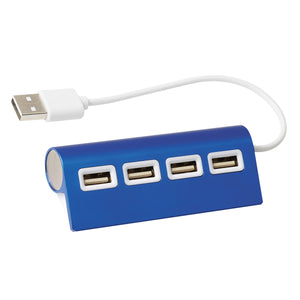 4-Port Aluminum Wave USB Hub - Blue