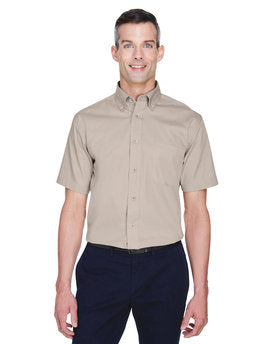 Harriton Men's Easy Blend™ Short-Sleeve Twill Shirt with Stain-Release