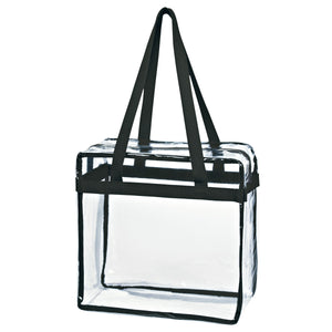 Clear Tote Bag With Zipper - Clear With Black